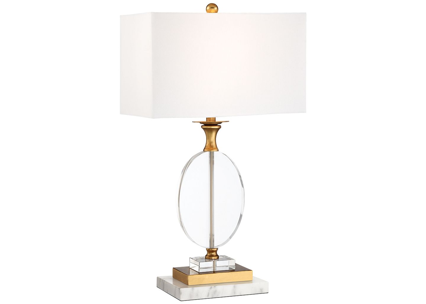 Vienna Full Spectrum Valerie Crystal and Gold Table Lamp with White Marble Riser